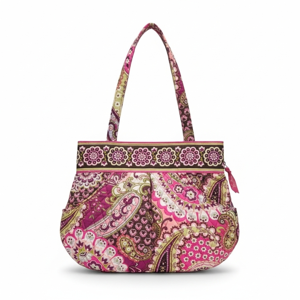 Vera Bradley Morgan Shoulder Bag With Matching Wallet In Very Berry Paisley - Picture 2 of 16